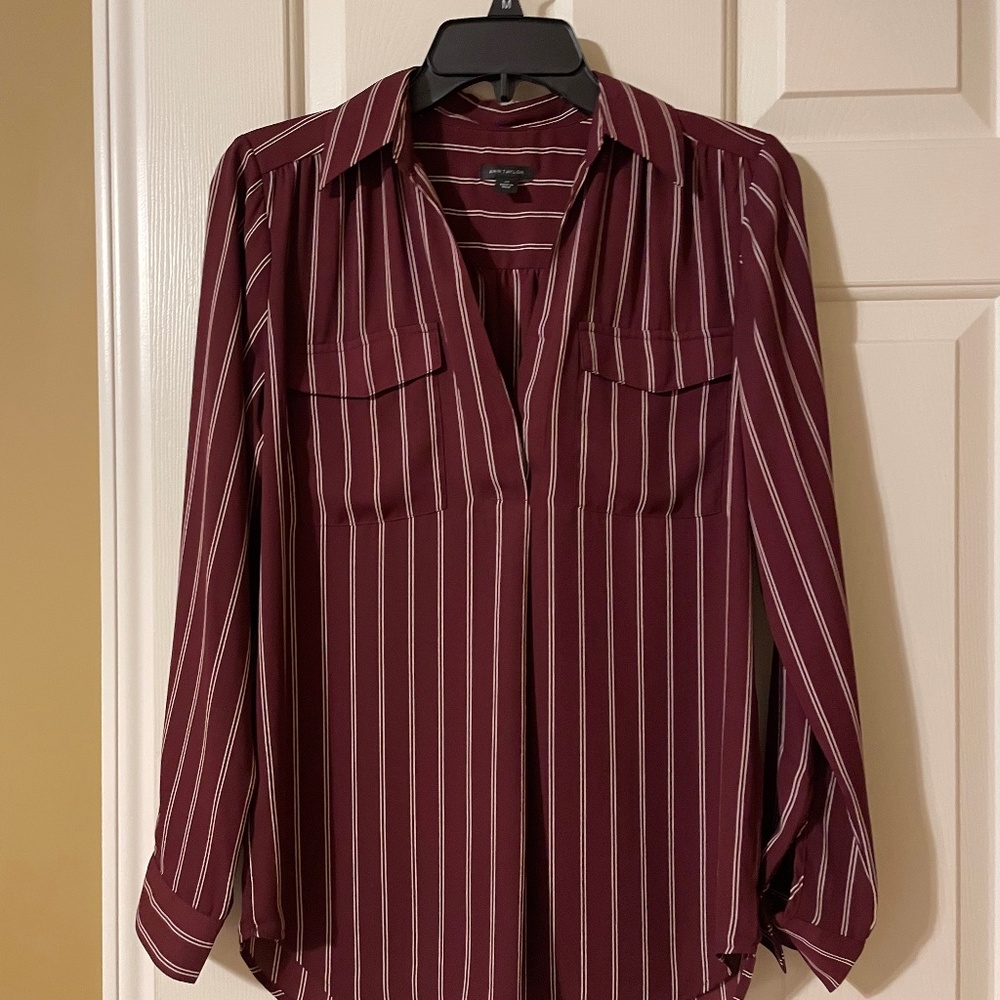 Maroon "camp shirt" blouse